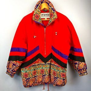 Vintage Y2K 80s/90s Fera Skiwear Red Pullover Jacket Size 12